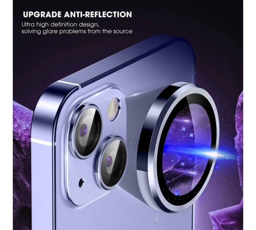 Захисне скло Metal Classic на камеру (у упак.) для Apple iPhone 14 (6.1") / 14 Plus (6.7") Блакитний / Light Blue