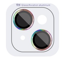 Захисне скло Metal Classic на камеру (у упак.) для Apple iPhone 14 (6.1") / 14 Plus (6.7") Бузковий / Rainbow