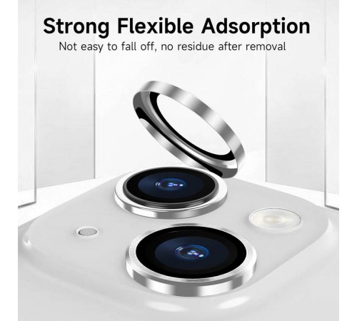 Захисне скло Metal Classic на камеру (у упак.) для Apple iPhone 14 (6.1") / 14 Plus (6.7") Срібний / Silver