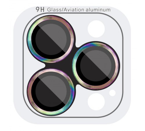 Захисне скло Metal Classic на камеру (у упак.) для Apple iPhone 14 Pro (6.1") / 14 Pro Max (6.7") Бузковий / Rainbow