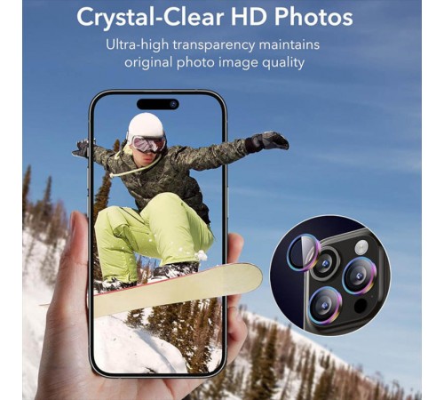 Захисне скло Metal Classic на камеру (у упак.) для Apple iPhone 14 Pro (6.1") / 14 Pro Max (6.7") Бузковий / Rainbow