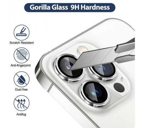 Захисне скло Metal Classic на камеру (у упак.) для Apple iPhone 14 Pro (6.1") / 14 Pro Max (6.7") Срібний / Silver Захисне скло Metal Classic на камеру (у упак.) для Apple iPhone 14 Pro (6.1") / 14 Pro Max (6.7") Срібний / Silver