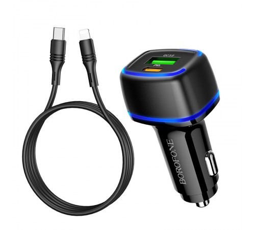 АЗП Borofone BZ14A Mercury PD20W+QC3.0 3A (1USB-A/1C) + кабель Type-C to Lightning Чорний АЗП Borofone BZ14A Mercury PD20W+QC3.0 3A (1USB-A/1C) + кабель Type-C to Lightning Чорний