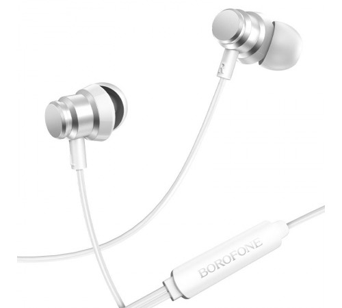 Навушники Borofone BM62 Prosperity universal (3.5mm/1.2m) Moonlight silver Навушники Borofone BM62 Prosperity universal (3.5mm/1.2m) Moonlight silver