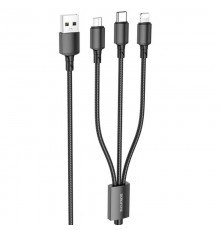 Дата кабель Borofone BX72 USB to 3in1 (1m) Чорний