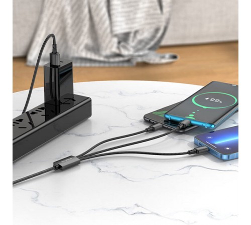 Дата кабель Borofone BX72 USB to 3in1 (1m) Чорний