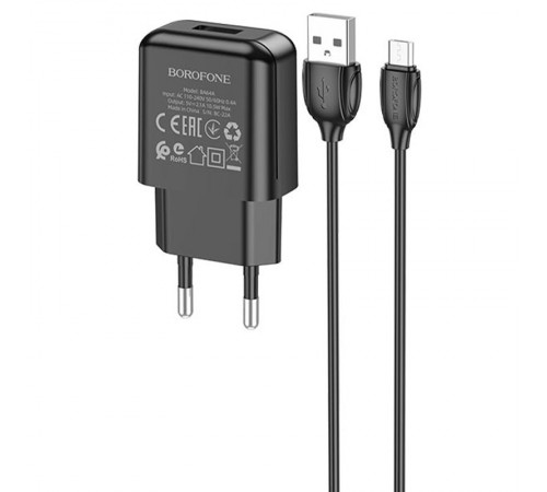 МЗП Borofone BA64A Single port + MicroUSB Чорний МЗП Borofone BA64A Single port + MicroUSB Чорний