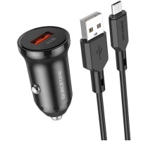 АЗП Borofone BZ18 QC3.0 (1USB-A) + кабель USB to MicroUSB Чорний