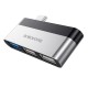 Перехідник HUB Borofone DH1 Type-C to USB 3.0 + 2xUSB 2.0 Чорний / Срібний