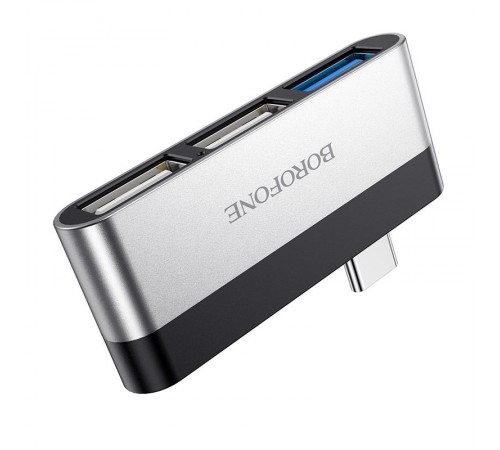 Перехідник HUB Borofone DH1 Type-C to USB 3.0 + 2xUSB 2.0 Чорний / Срібний