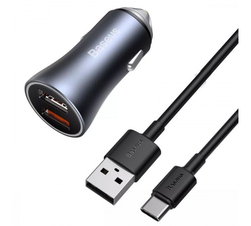 АЗП Baseus Golden Contactor Pro 40W 2USB + Type-C 5A (1m) (TZCCJD-A0G) Сірий