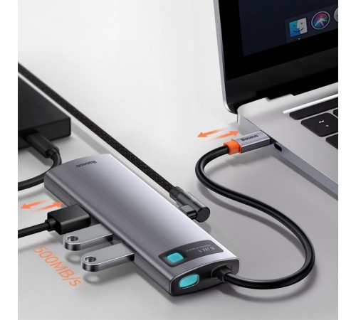 Перехідник HUB Baseus Metal Gleam Series 7-in-1 Multifunctional (WKWG020113) Сірий
