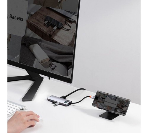 Перехідник HUB Baseus Metal Gleam Series 7-in-1 Multifunctional (WKWG020113) Сірий