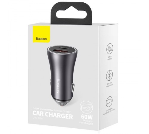 АЗП Baseus Golden Contactor Max Dual USB+Type-C 60W (CGJM0001) Темно-сірий