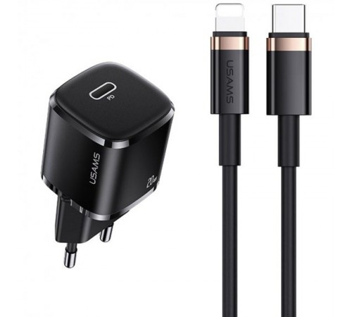 МЗП Usams US-XFK T36 20W (1USB-C) + кабель Type-C to Lightning Black МЗП Usams US-XFK T36 20W (1USB-C) + кабель Type-C to Lightning Black