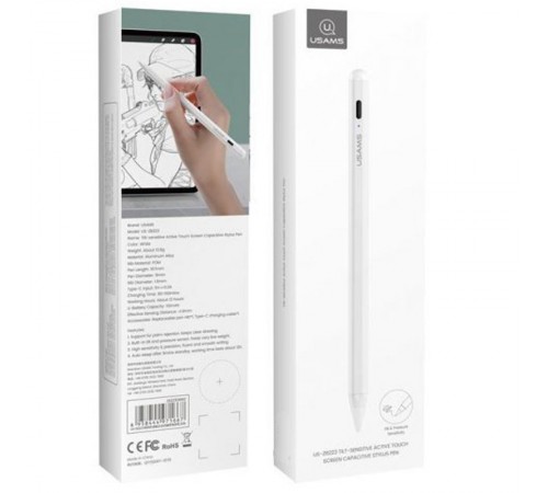 Стилус Usams US-ZB223 Tilt-sensitive Active Touch Capacitive for iPad White Стилус Usams US-ZB223 Tilt-sensitive Active Touch Capacitive for iPad White