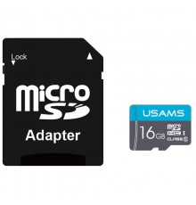 Карта пам'яті USAMS US-ZB117 TF High Speed Card 16 Gb + adapter Blue