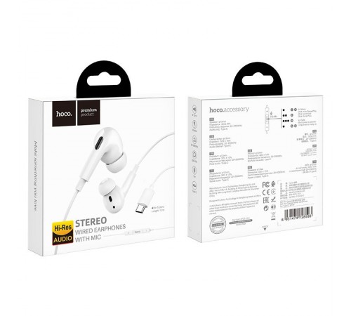 Стерео навушники Hoco M101 Pro Type-C White