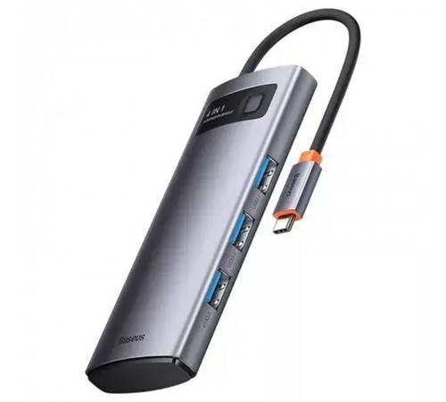 Перехідник HUB Baseus Metal Gleam Series 4-in-1 4xUSB3.0 (WKWG070013) Gray