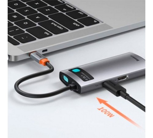 Перехідник HUB Baseus Metal Gleam Series 4-in-1 Type-C (CAHUB-CY) Gray