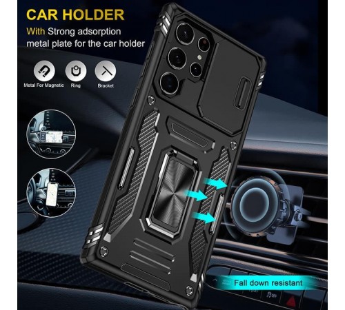 Ударостійкий чохол Camshield Army Ring для Samsung Galaxy S23 Ultra Чорний / Black