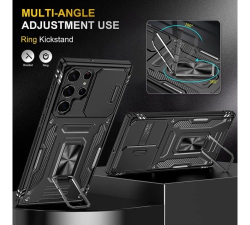 Ударостійкий чохол Camshield Army Ring для Samsung Galaxy S23 Ultra Чорний / Black
