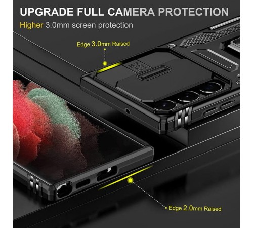 Ударостійкий чохол Camshield Army Ring для Samsung Galaxy S23 Ultra Чорний / Black