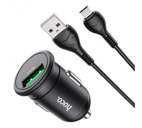 АЗП Hoco Z43 Mighty QC3.0 18W (1USB-A) + кабель USB to MicroUSB Чорний АЗП Hoco Z43 Mighty QC3.0 18W (1USB-A) + кабель USB to MicroUSB Чорний