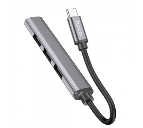 Перехідник Hoco HB26 4in1 (Type-C to USB3.0+USB2.0*3) Metal gray Перехідник Hoco HB26 4in1 (Type-C to USB3.0+USB2.0*3) Metal gray