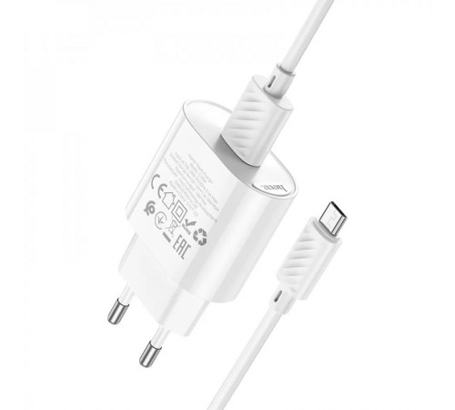 МЗП Hoco C109A Fighter QC3.0 18W (1USB-A) + кабель USB to MicroUSB White МЗП Hoco C109A Fighter QC3.0 18W (1USB-A) + кабель USB to MicroUSB White