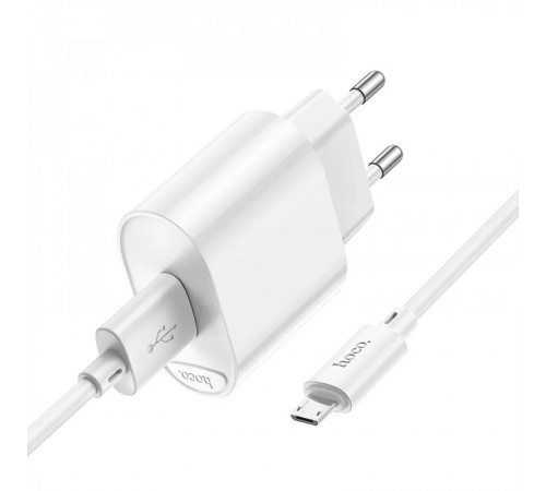 МЗП Hoco C109A Fighter QC3.0 18W (1USB-A) + кабель USB to MicroUSB White МЗП Hoco C109A Fighter QC3.0 18W (1USB-A) + кабель USB to MicroUSB White
