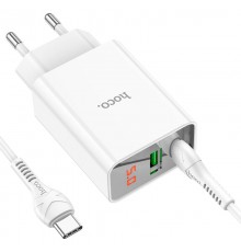 МЗП Hoco C100A with digital display PD20W+QC3.0 (1USB-A/1C) + кабель Type-C to Type-C White