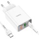 МЗП Hoco C100A with digital display PD20W+QC3.0 (1USB-A/1C) + кабель Type-C to Type-C White