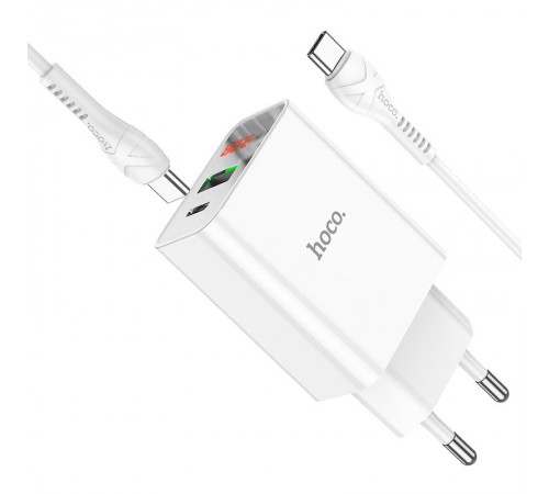 МЗП Hoco C100A with digital display PD20W+QC3.0 (1USB-A/1C) + кабель Type-C to Type-C White МЗП Hoco C100A with digital display PD20W+QC3.0 (1USB-A/1C) + кабель Type-C to Type-C White