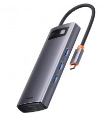 Перехідник HUB Baseus Metal Gleam Series 6-in-1 Multifunctional Type-C (WKWG080013) Gray