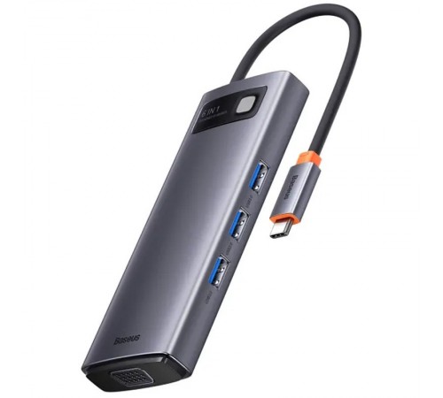 Перехідник HUB Baseus Metal Gleam Series 6-in-1 Multifunctional Type-C (WKWG080013) Gray