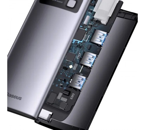 Перехідник HUB Baseus Metal Gleam Series 6-in-1 Multifunctional Type-C (WKWG080013) Gray