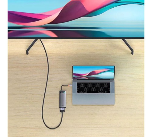 Перехідник HUB Baseus Metal Gleam Series 6-in-1 Multifunctional Type-C (WKWG080013) Gray