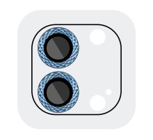 Захисне скло Metal Shine на камеру (у упак.) для Apple iPhone 12 / 12 mini / 11 Синій / Blue