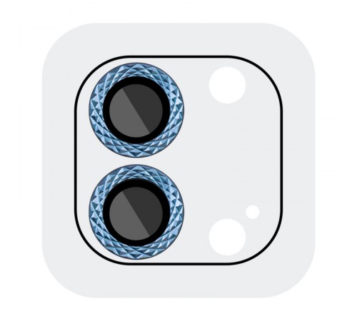 Захисне скло Metal Shine на камеру (у упак.) для Apple iPhone 12 / 12 mini / 11 Синій / Blue