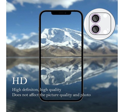 Захисне скло Metal Shine на камеру (у упак.) для Apple iPhone 12 / 12 mini / 11 Фіолетовий / Purple