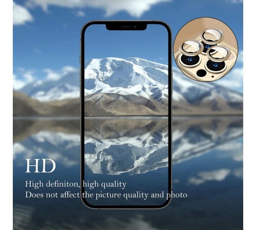 Захисне скло Metal Shine на камеру (у упак.) для Apple iPhone 12 Pro / 11 Pro / 11 Pro Max Золотий / Gold
