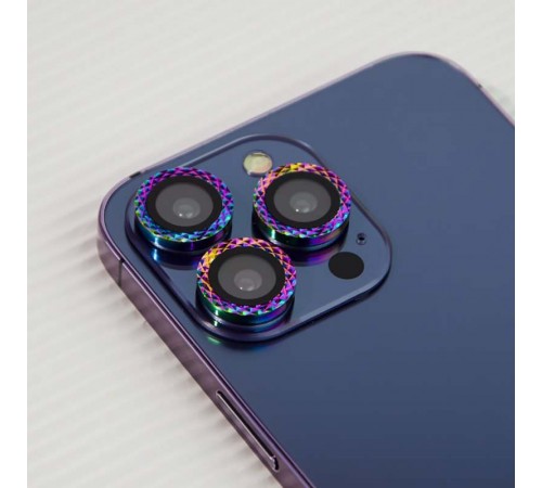 Захисне скло Metal Shine на камеру (у упак.) для Apple iPhone 12 Pro Max Бузковий / Rainbow Захисне скло Metal Shine на камеру (у упак.) для Apple iPhone 12 Pro Max Бузковий / Rainbow