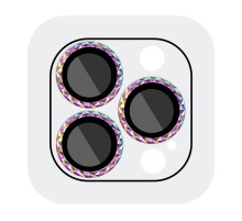 Захисне скло Metal Shine на камеру (в упак.) для Apple iPhone 13 Pro / 13 Pro Max Бузковий / Rainbow