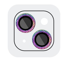 Захисне скло Metal Shine на камеру (у упак.) для Apple iPhone 14 (6.1") / 14 Plus (6.7") Бузковий / Rainbow