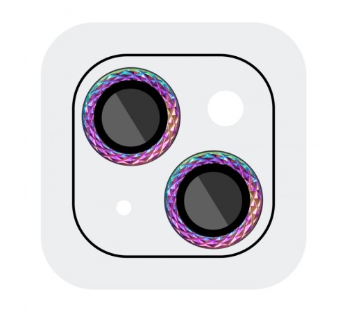 Захисне скло Metal Shine на камеру (у упак.) для Apple iPhone 14 (6.1") / 14 Plus (6.7") Бузковий / Rainbow