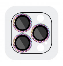 Захисне скло Metal Shine на камеру (у упак.) для Apple iPhone 14 Pro (6.1") / 14 Pro Max (6.7") Бузковий / Rainbow