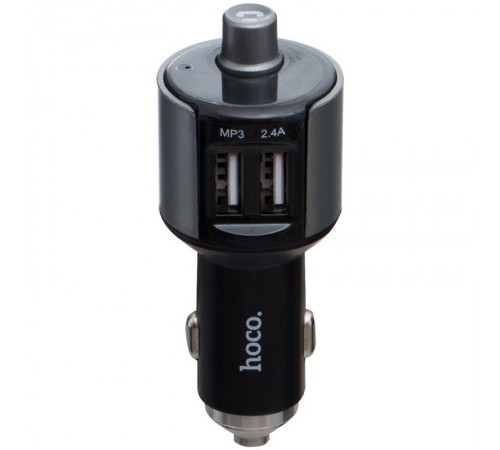 АЗП FM модулятор Hoco E19 (2USB 2.4А) Чорний / Сірий