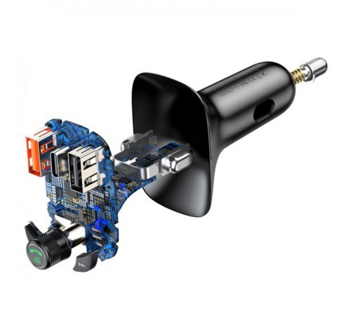 АЗП FM модулятор Baseus S-13 36W (2USB-A/1C) (CCMT000101) Чорний