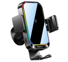 Автотримач з БЗП Baseus Halo Electric Wireless Charging Car Mount 15W (SUDD000001) Black